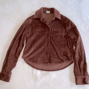 Aritzia Cognac Corduroy Button-Up Shacket